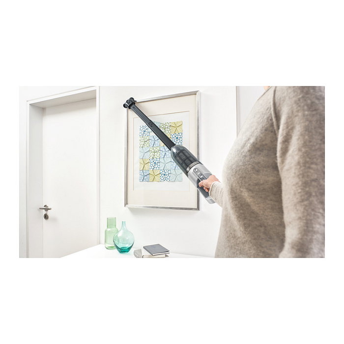 Bosch BBH 3 K 2801 Aspiradora Escoba 2 en 1 Sin Bolsa para Secar, Plata, Batería de Litio 55 Min, Con Boquilla Estrecha