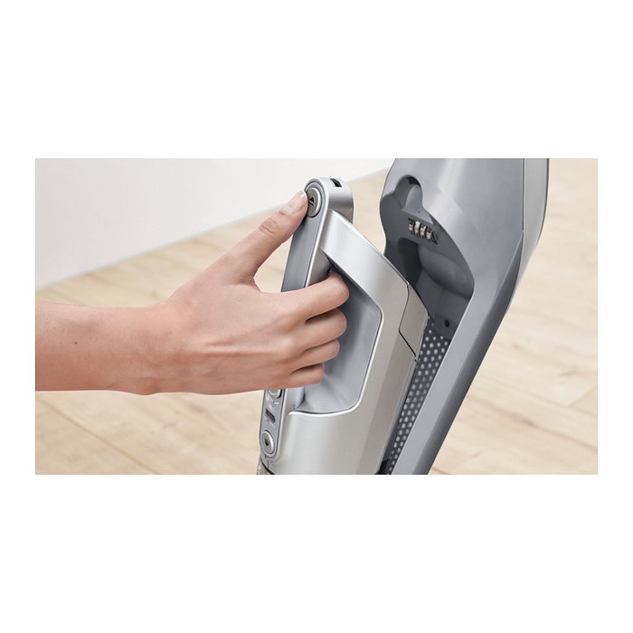 Bosch BBH 3 K 2801 Aspiradora Escoba 2 en 1 Sin Bolsa para Secar, Plata, Batería de Litio 55 Min, Con Boquilla Estrecha