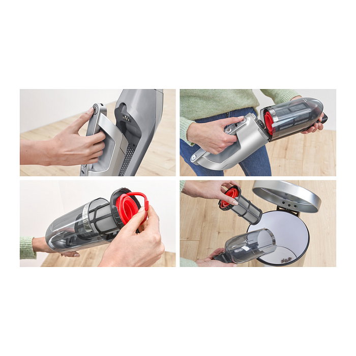 Bosch BBH 3 K 2801 Aspiradora Escoba 2 en 1 Sin Bolsa para Secar, Plata, Batería de Litio 55 Min, Con Boquilla Estrecha