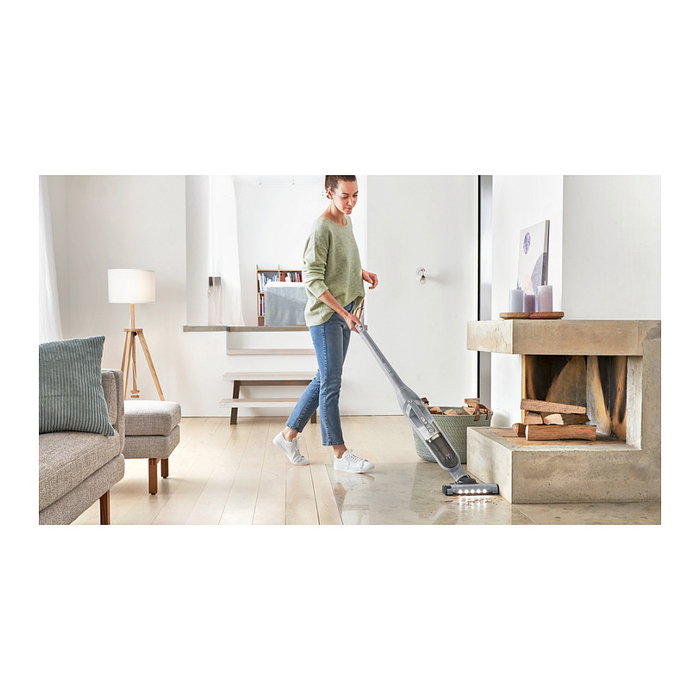 Bosch BBH 3 K 2801 Aspiradora Escoba 2 en 1 Sin Bolsa para Secar, Plata, Batería de Litio 55 Min, Con Boquilla Estrecha
