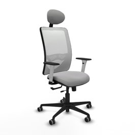PIQUERAS Y CRESPO Silla de oficina Zulema con mecanismo Sincro/Traslack, Gris claro y Blanco