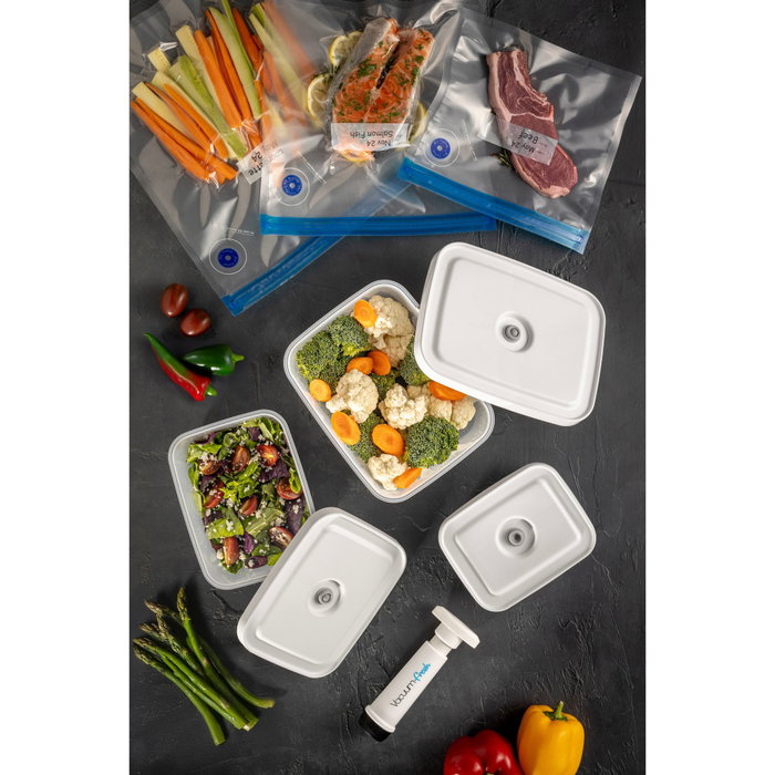 Hermia VCC-7-PMP Set de 7 Piezas Caja y Bolsa de Almacenaje de Alimentos Transparente