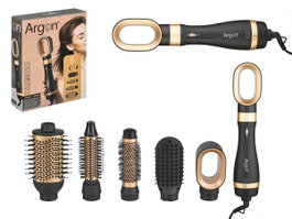 ARGON Secador Multifunción 1200W con 5 Cabezales Negro-Oro