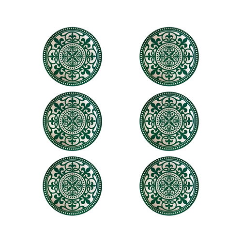 SUMMA Platos Llanos PATIOS Verde 26 cm, Vajilla de Vitroporcelana, Colección Decorada, Apto Lavavajillas (Set de 6)
