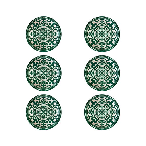 Summa Plato Llano Patios, Vajilla Vitro Porcelana, 26 cm, Color Verde (Set de 6)