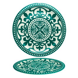 SUMMA Platos Llanos PATIOS Verde 26 cm, Vajilla de Vitroporcelana, Colección Decorada, Apto Lavavajillas (Set de 6)
