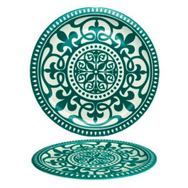 Summa Plato Llano Patios, Vajilla Vitro Porcelana, 26 cm, Color Verde (Set de 6)