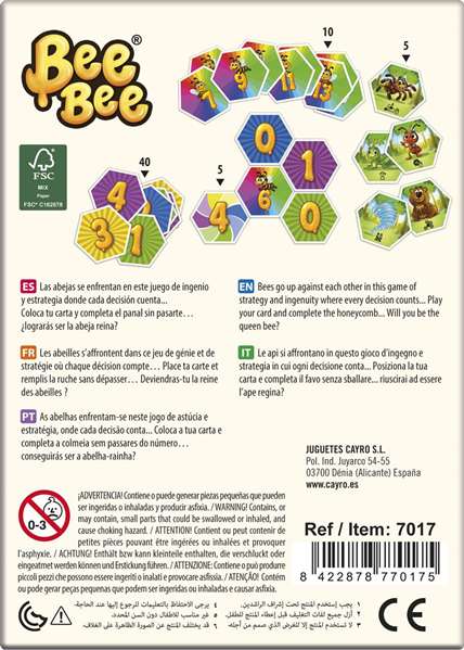 Cayro Bee Bee Juego de Cartas Educativo Multilingüe Español, Inglés, Francés, Italiano, Portugués