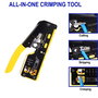 Ewent EW9006 Crimpadora para RJ45, RJ11, RJ12 - Herramienta para Prensar Conectores Cat.5e/6/6A/7, Color Negro y Amarillo, Acero Inoxidable y Caucho