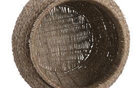 DKD Home Decor Macetero Tropical Natural Seagrass Metal Set de 2 Piezas 26 x 35 x 28 cm