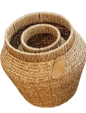DKD Home Decor Set de 2 Maceteros de Seagrass y Metal Natural