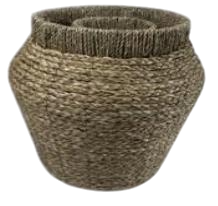 DKD Home Decor Set de 2 Maceteros de Seagrass y Metal Natural