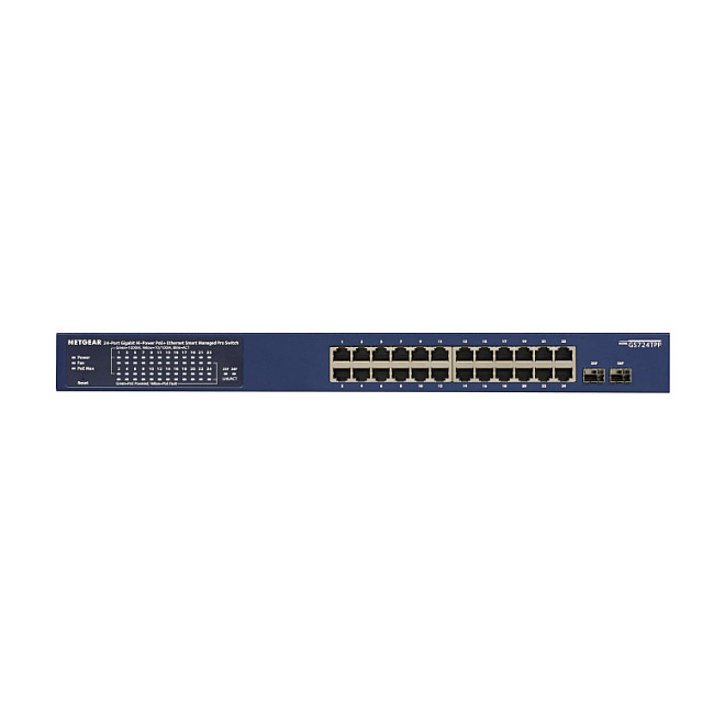 NETGEAR GS724TP-300EUS Switch Gestionado L2/L3/L4 Smart 24 Puertos Gigabit PoE+ (190 W) + 2 SFP, Montaje Rack, 52 Gbit/s