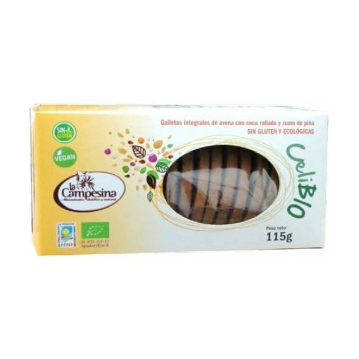 La Campesina Galletas Integrales Avena Celibio con Piña y Coco Sin Gluten Bio 115g La Campesina Galletas Integrales Avena Celibio con Piña y Coco Sin Gluten Bio 115g