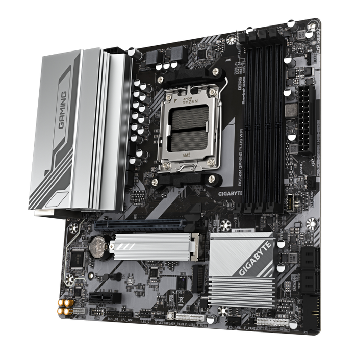GIGABYTE B650M GAMING PLUS WiFi Placa base para AMD Ryzen 9000, DDR5, M.2, LAN 2.5GbE, WiFi 6E, USB 3.2 Gen 1