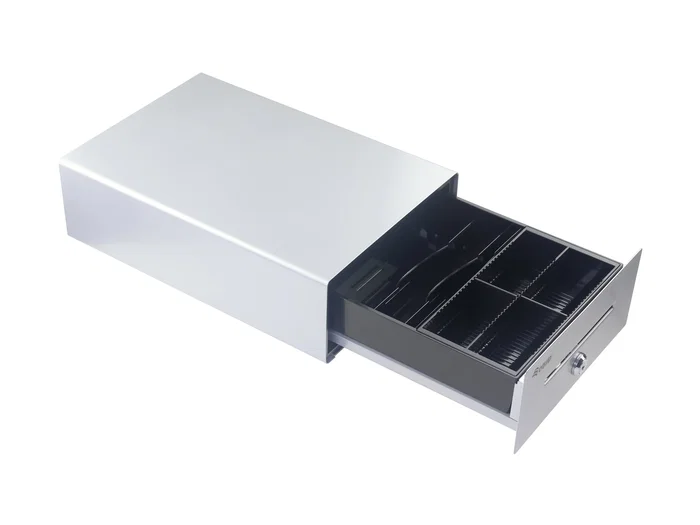 Equip Cajón portamonedas para TPV aluminio con apertura manual y automática plata Equip Cajón portamonedas para TPV aluminio con apertura manual y automática plata