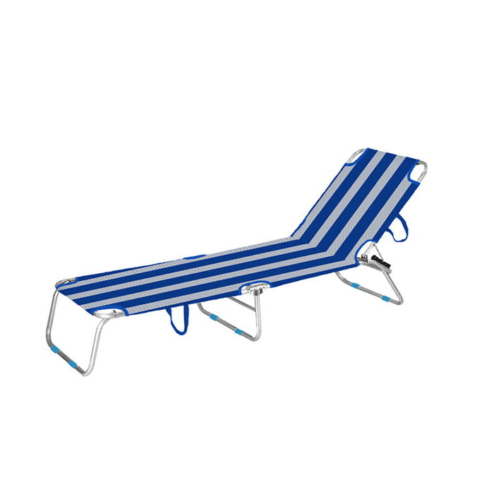 Marbueno Tumbona Plegable de Aluminio con Rayas Azules y Blancas Marbueno Tumbona Plegable de Aluminio con Rayas Azules y Blancas