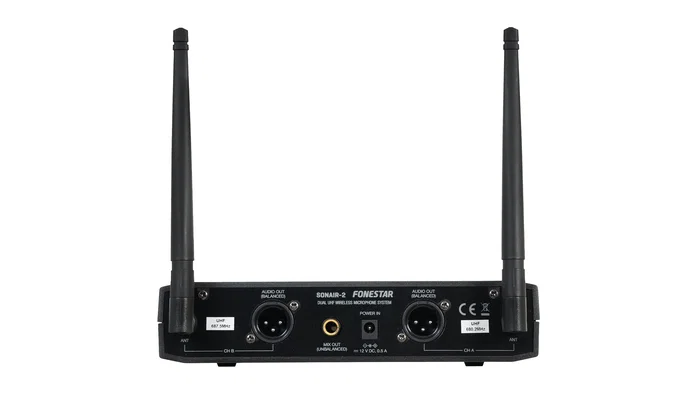 Fonestar SONAIR-2M Micrófono Inalámbrico Doble de Mano UHF