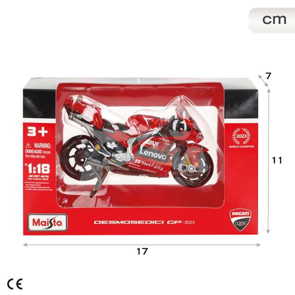 Maisto Moto de Metal Motogp 2023 Ducati Lenovo #1 Bagnai Escala 1:18