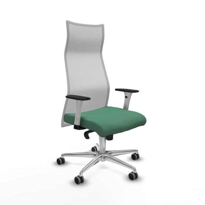 PIQUERAS Y CRESPO Sillón Albacete con mecanismo Sincro, Tela Verde esmeralda y Malla Blanco, Base Aluminio PIQUERAS Y CRESPO Sillón Albacete con mecanismo Sincro, Tela Verde esmeralda y Malla Blanco, Base Aluminio