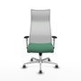 PIQUERAS Y CRESPO Sillón Albacete con mecanismo Sincro, Tela Verde esmeralda y Malla Blanco, Base Aluminio
