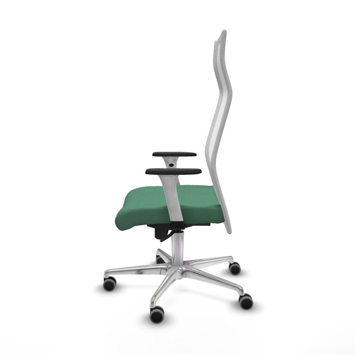 PIQUERAS Y CRESPO Sillón Albacete con mecanismo Sincro, Tela Verde esmeralda y Malla Blanco, Base Aluminio PIQUERAS Y CRESPO Sillón Albacete con mecanismo Sincro, Tela Verde esmeralda y Malla Blanco, Base Aluminio