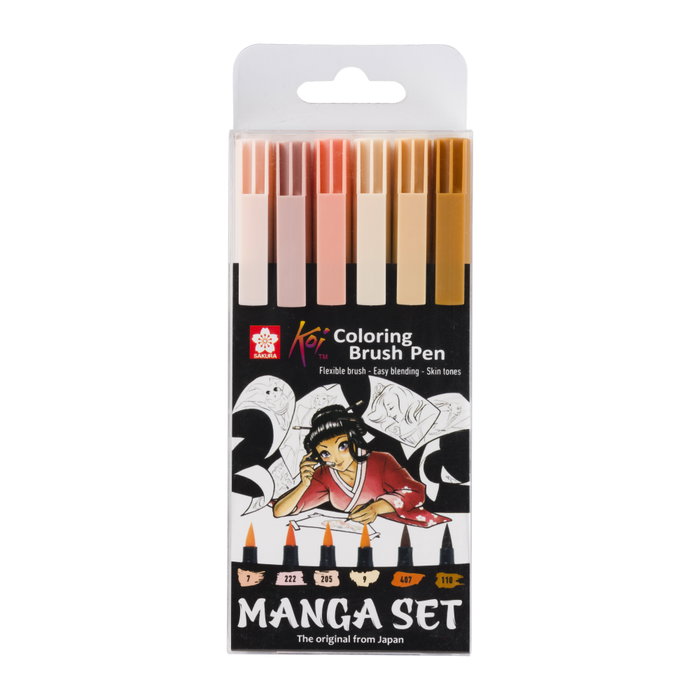 Sakura Koi Colouring Brush Pens Manga Colección de 6 unidades Sakura Koi Colouring Brush Pens Manga Colección de 6 unidades