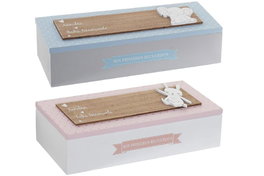 DKD Home Decor Caja MDF 24x8x6,5 Surtido de 2 Colores RABBITS