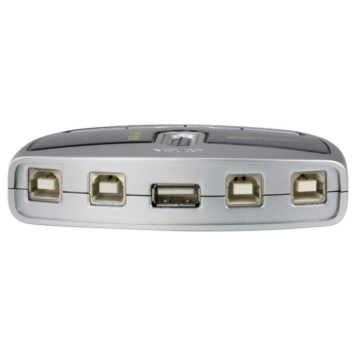 ATEN US421A Switch USB 2.0 para Periféricos con 4 Puertos, Cable USB 1.8m, Compatible con Mac, RoHS, Negro/Gris