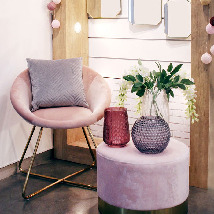 Home Deco Factory Jarrón Gris Vidrio Diámetro 20 cm Altura 18 cm Transparente Dolia