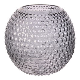 Home Deco Factory Jarrón Gris Vidrio Diámetro 20 cm Altura 18 cm Transparente Dolia