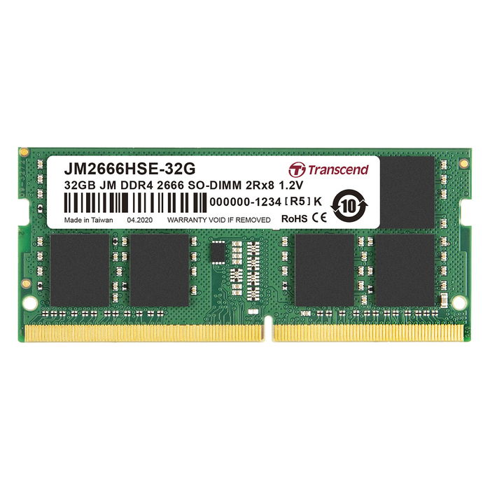 Transcend JM DDR4 2666Mhz SO-DIMM 2Rx8 2Gx8 CL19 1.2V Memoria RAM para Portátil 32GB (2x8GB)