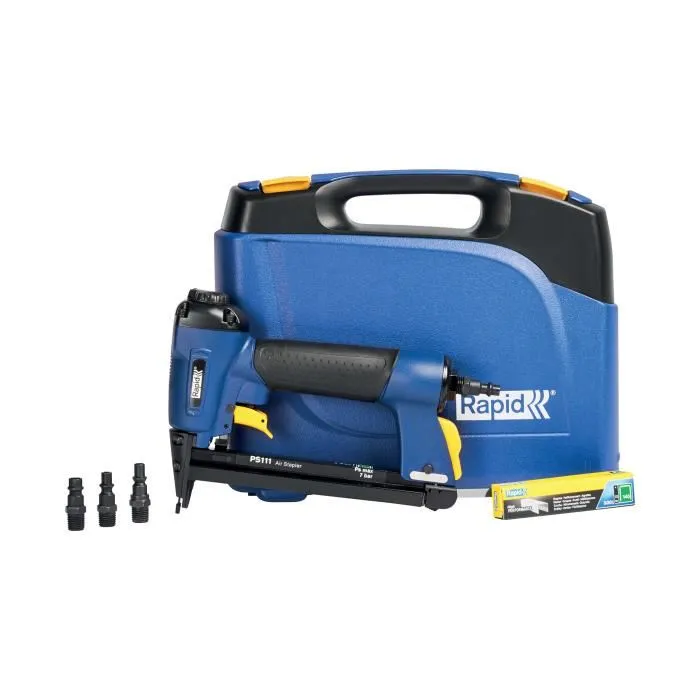 Rapid Grapadora Neumática PS111 para Grapas N° 140 (6-16 mm) para Alta Velocidad en Instalación de Materiales Aislantes, Plástico y Fijación de Envases