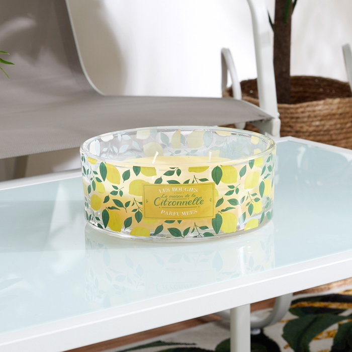 Home Deco Factory Vela Citronela Antimoustique 4 Mechas Vidrio 760g d.19cm h.7,5cm 25h