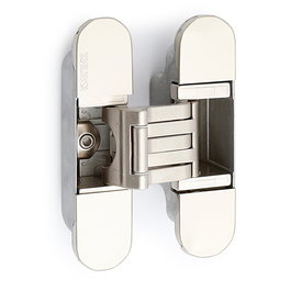 KOBLENZ Kubica K6300 Bisagra Invisible Regulable 3D - Níquel Satinado y Negro - Apertura 180º - Para Puertas hasta 850mm
