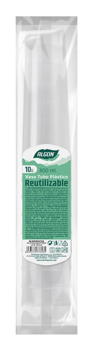 Algon Set 10 Vasos Tubo PP 300 ml (50 Unidades)