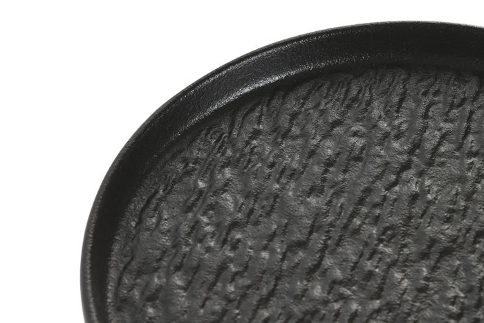 DKD Home Decor Plato de Porcelana Negro con Relieve Horeca Black 20x20x2,2 cm