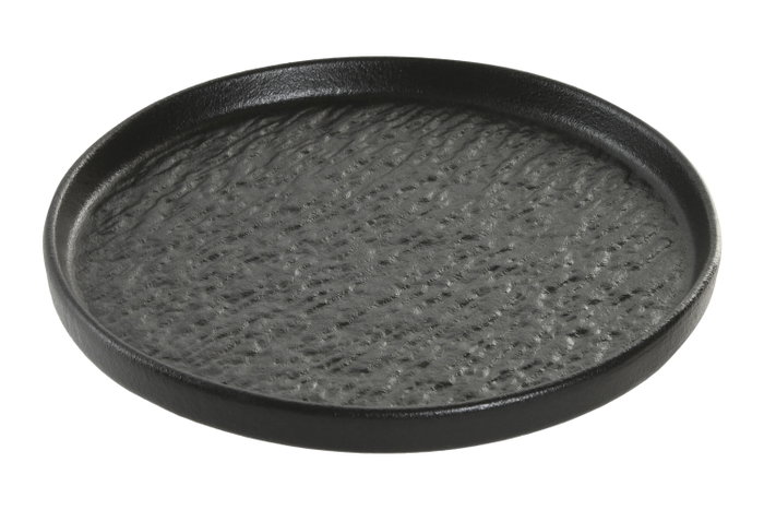 DKD Home Decor Plato de Porcelana Negro con Relieve Horeca Black 20x20x2,2 cm
