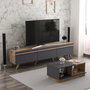 Hanah Home Amsterdam Conjunto de Muebles de Salón con Soporte TV 180cm y Mesa Centro 90cm en Antracita y Nogal