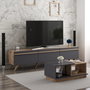 Hanah Home Amsterdam Conjunto de Muebles de Salón con Soporte TV 180cm y Mesa Centro 90cm en Antracita y Nogal