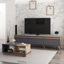 Hanah Home Amsterdam Conjunto de Muebles de Salón con Soporte TV 180cm y Mesa Centro 90cm en Antracita y Nogal