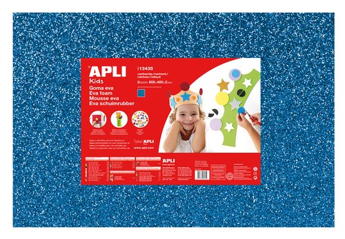 APLI Goma EVA con Purpurina Azul Paquete de 3 Hojas 40x60 cm APLI Goma EVA con Purpurina Azul Paquete de 3 Hojas 40x60 cm