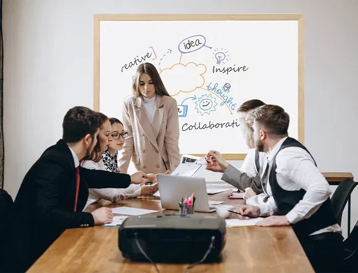 Q-connect Pizarra Blanca Melamina Marco Madera 120x90 cm