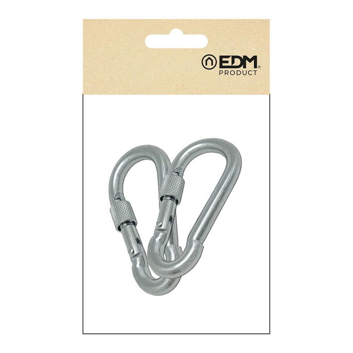 Edm Mosquetón Bombero Msq02 Acero Galvanizado con Seguro 7x70 mm Pack 2 Unidades