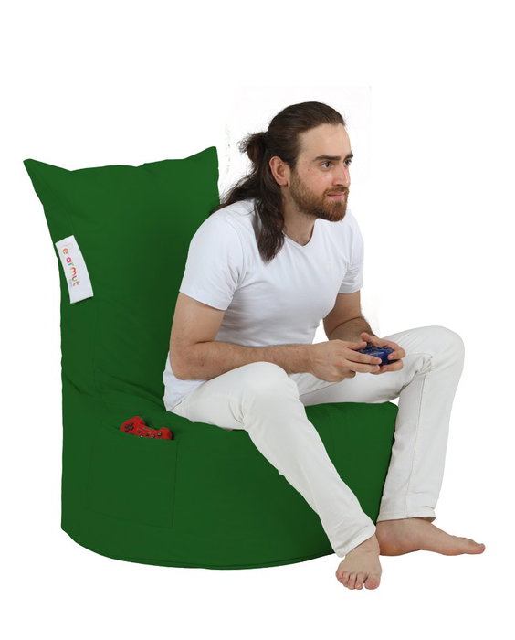 Atelier Del Sofa Puff de Jardín Verde, 95cm Respaldo, 40cm Asiento, 70cm Ancho, Poliéster Impermeable, 100% Poliestireno Reciclado