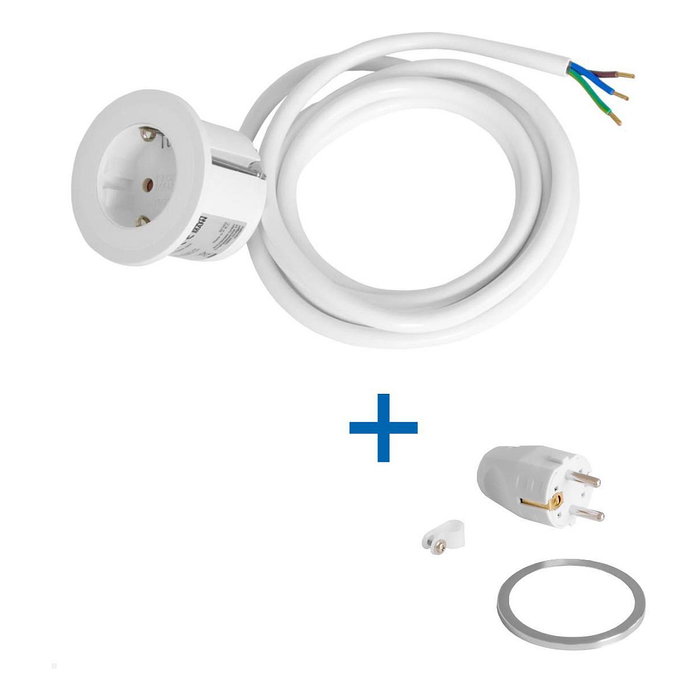 Bachmann 926.301 Toma de corriente 1xCEE7/3 con cable de 2 m, Blanco