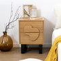 Home Deco Factory Mesita de Noche Calypso - Contemporain, Panel de Partículas y MDF, Patas de Hierro, 2 Cajones