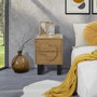 Home Deco Factory Mesita de Noche Calypso - Contemporain, Panel de Partículas y MDF, Patas de Hierro, 2 Cajones