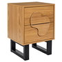 Home Deco Factory Mesita de Noche Calypso - Contemporain, Panel de Partículas y MDF, Patas de Hierro, 2 Cajones