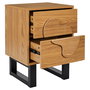 Home Deco Factory Mesita de Noche Calypso - Contemporain, Panel de Partículas y MDF, Patas de Hierro, 2 Cajones